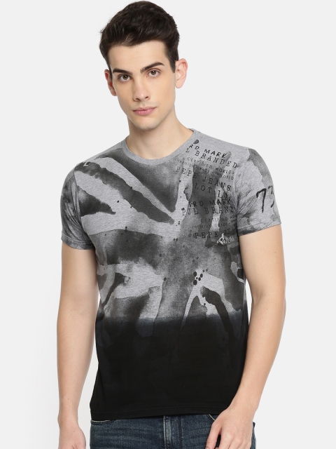 

Pepe Jeans Men Grey & Black Abstract Printed Round Neck T-shirt