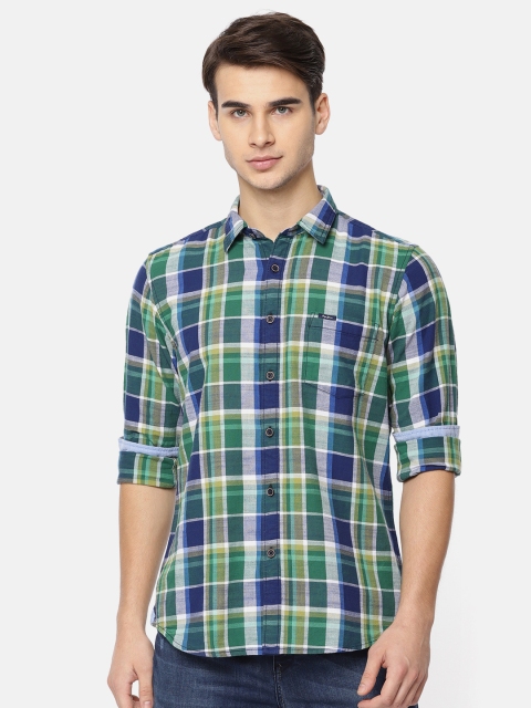 

Pepe Jeans Men Green & Blue Regular Fit Checked Casual Shirt