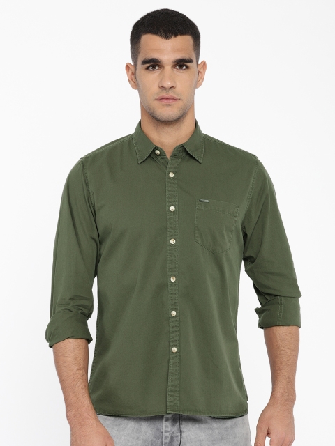 

Pepe Jeans Men Olive Green Regular Fit Solid Casual Shirt