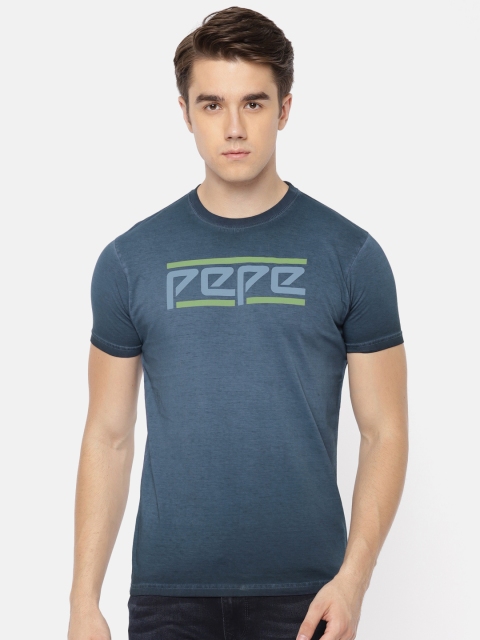 

Pepe Jeans Men Blue Dyed Round Neck Pure Cotton T-shirt