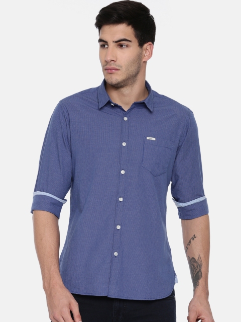 

Pepe Jeans Men Blue Regular Fit Checked Casual Shirt