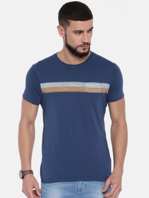 

Pepe Jeans Men Blue Solid Slim Fit Round Neck Pure Cotton T-shirt