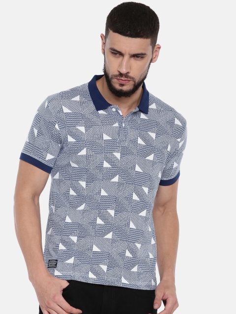 

Pepe Jeans Men Blue Printed Polo Collar T-shirt