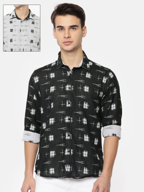 

Pepe Jeans Men Black & White Printed Reversible Shirt