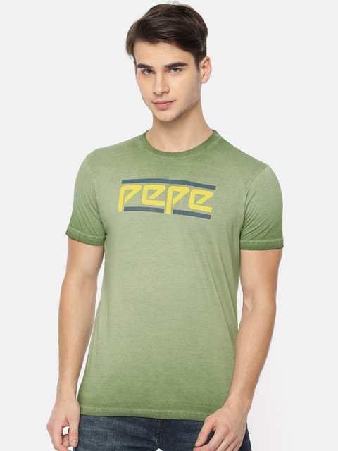 

Pepe Jeans Men Olive Green Pure Cotton T-shirt
