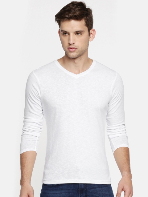 

Pepe Jeans Men White Solid V-Neck T-shirt