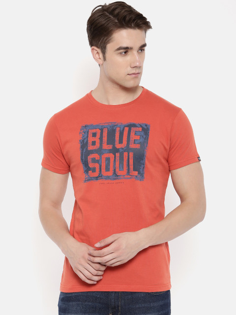 

Pepe Jeans Men Orange Printed T-shirt
