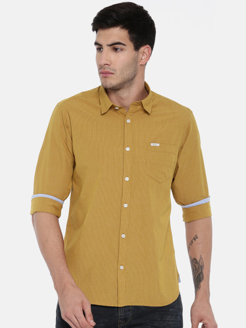 

Pepe Jeans Men Mustard Yellow Regular Fit Checked Casual Shirt