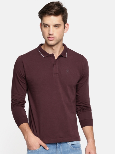 

Pepe Jeans Men Burgundy Solid Polo Collar T-shirt