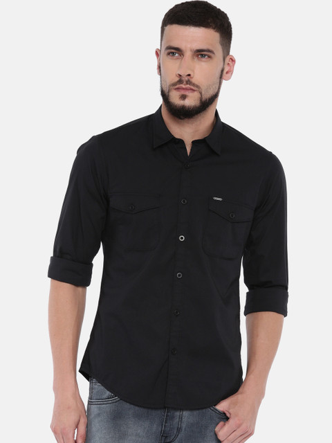 

Pepe Jeans Men Black Slim Fit Solid Casual Shirt