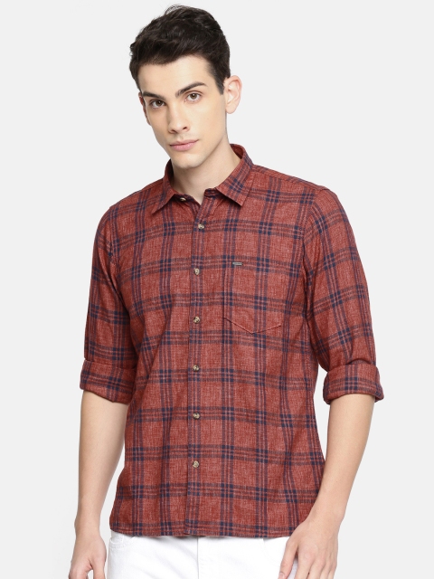 

Pepe Jeans Men Red & Navy Blue Regular Fit Checked Casual Shirt