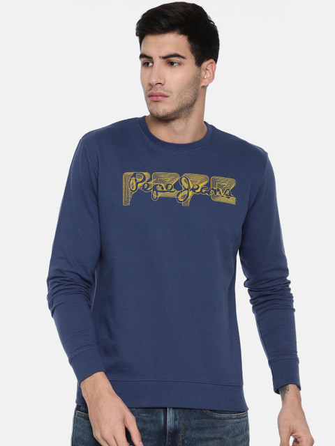 

Pepe Jeans Men Blue Printed Sweatshirt, Navy blue