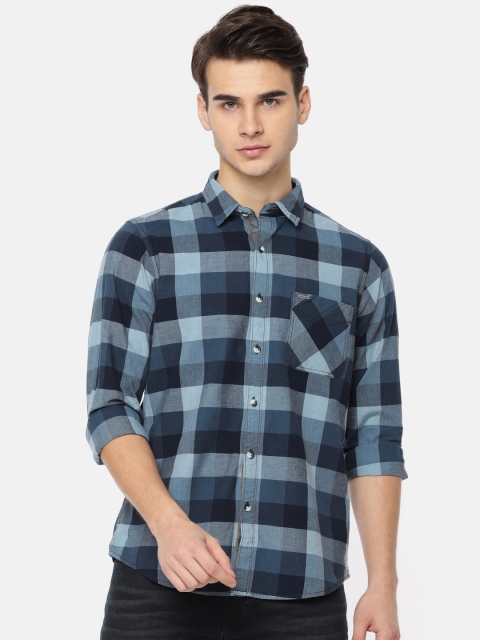 

Pepe Jeans Men Navy Blue Regular Fit Checked Casual Shirt