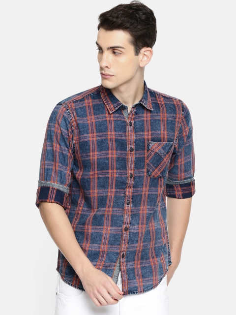 

Pepe Jeans Men Red & Blue Regular Fit Checked Casual Shirt