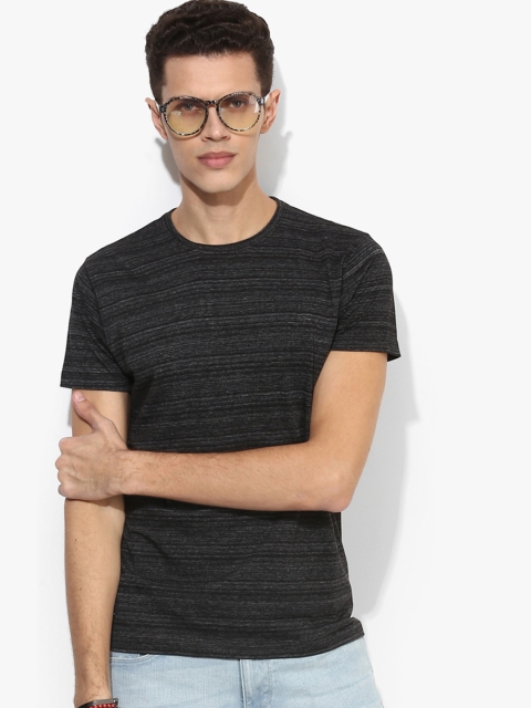 

Pepe Jeans Men Black Self Striped Round Neck T-shirt
