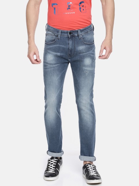 

Pepe Jeans Men Blue Vapour Slim Fit Low-Rise Low Distress Stretchable Jeans
