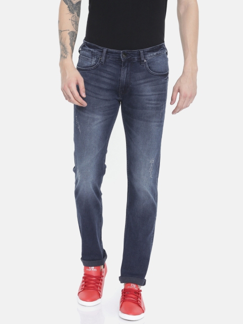 

Pepe Jeans Men Blue Vapour Slim Fit Low-Rise Low Distress Stretchable Jeans