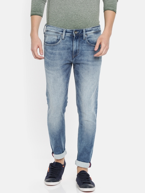Pepe Jeans Men Blue Chinox Slim Fit Mid-Rise Clean Look Stretchable Jeans