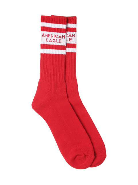 

AMERICAN EAGLE OUTFITTERS Men Red Striped Above Ankle Length Socks