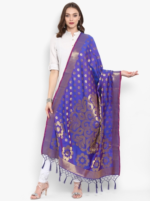 

Saree mall Purple & Golden-Coloured Woven Design Dupatta