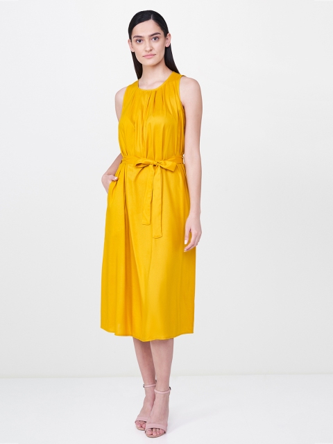 

AND Women Yellow Solid Sheath Dress