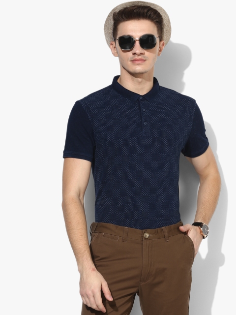 

Levis Men Navy Checked Polo Collar T-shirt, Navy blue