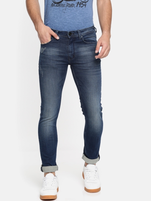 

Pepe Jeans Men Blue Vapour Slim Fit Low-Rise Low Distress Stretchable Jeans