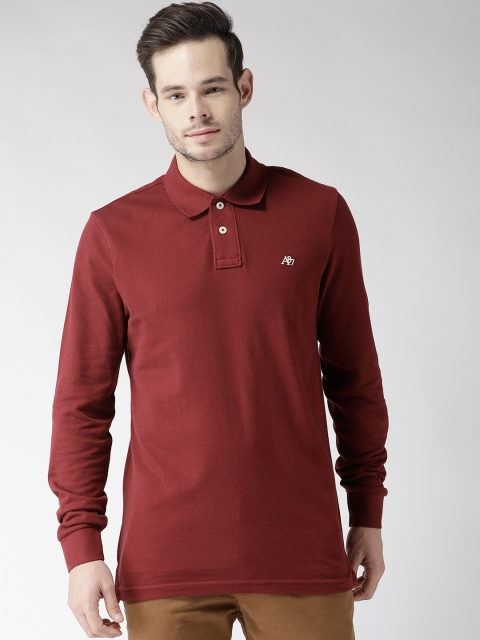 

Aeropostale Men Maroon Solid Polo Collar T-shirt