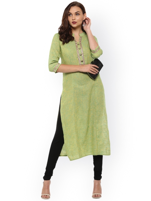 

Prakhya Women Green Embroidered Straight Kurta