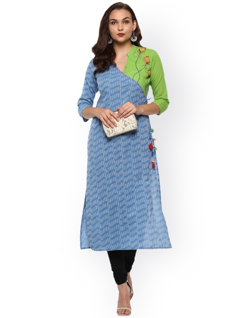 

Prakhya Women Blue Woven Design Straight Kurta