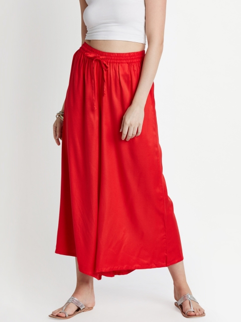 

RANGMANCH BY PANTALOONS Women Red Wide Leg Solid Palazzos
