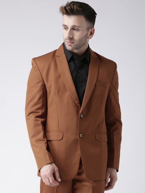 

Hangup Rust Brown Solid Single-Breasted Blazer