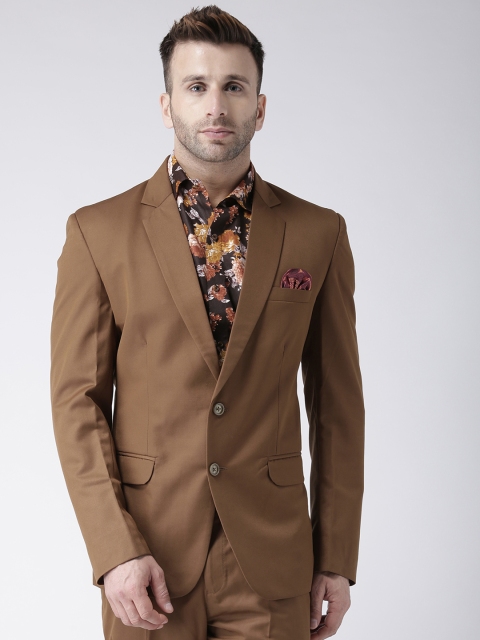

Hangup Brown Solid Single-Breasted Blazer