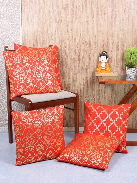 

RANGRAGE Red Set of Single Geometric Square Cushion Covers