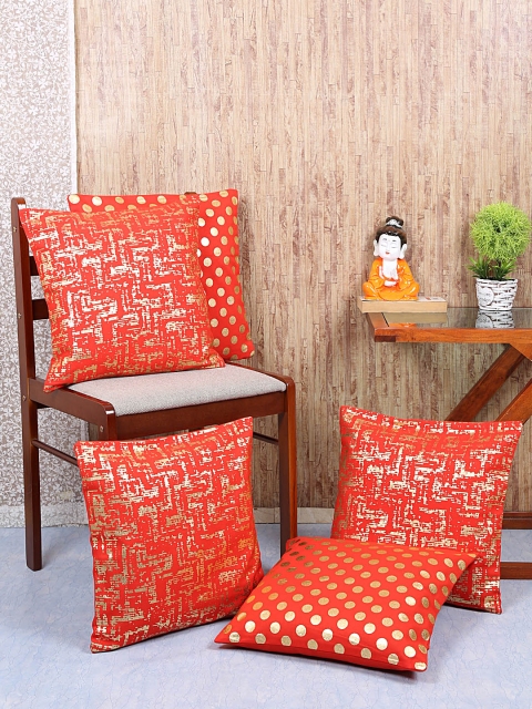 

RANGRAGE Red Set of Single Geometric Square Cushion Covers