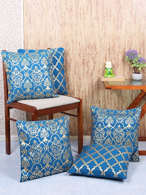

RANGRAGE Navy Blue Set of Single Ethnic Motifs Square Cushion Covers