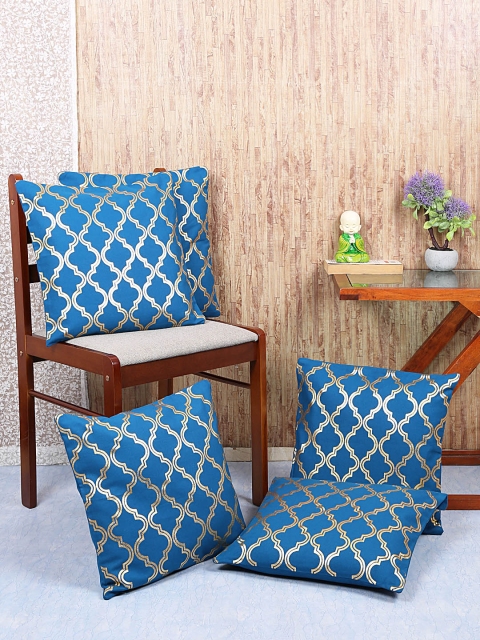 

RANGRAGE Navy Blue Set of Single Ethnic Motifs Square Cushion Covers