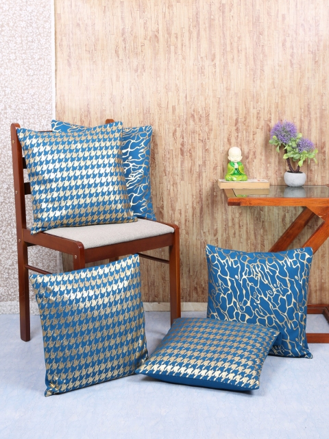 

RANGRAGE Navy Blue Set of Single Ethnic Motifs Square Cushion Covers