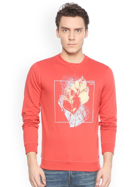 

Peter England Men Coral Printed Sweatshirt