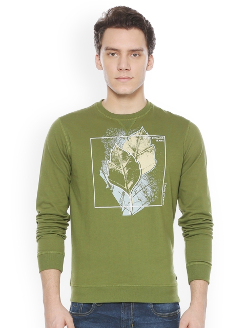 

Peter England Casuals Men Green Printed Sweatshirt