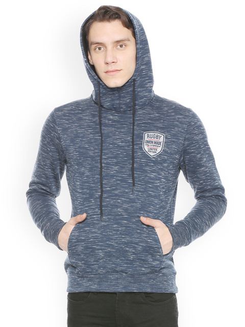 

Peter England Casuals Men Navy Blue Solid Hooded Sweatshirt