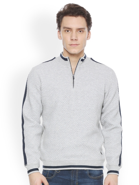 

Peter England Casuals Men Grey Self Design Sweatshirt