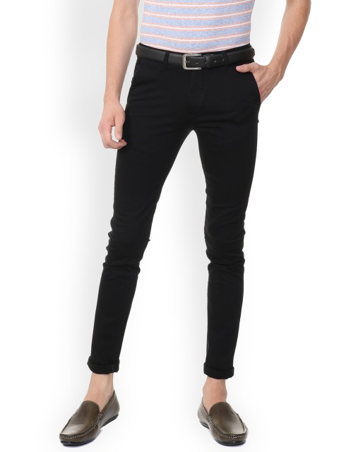 

Peter England Casuals Men Black Slim Fit Solid Regular Trousers