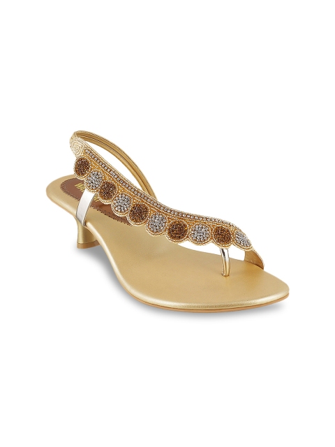 

WALKWAY Women Gold-Toned Embellished Heels