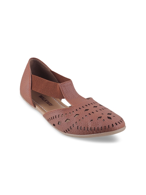 

WALKWAY Women Brown Solid Synthetic Ballerinas