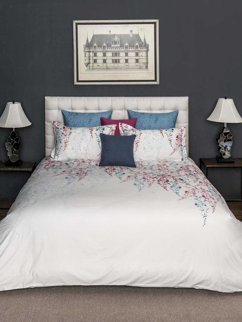 

DDecor White & Pink Floral Flat 150 TC Cotton 1 Double Bedsheet with 2 Pillow Covers