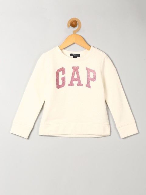 

GAP Girls White Glitter Logo Crew Pullover