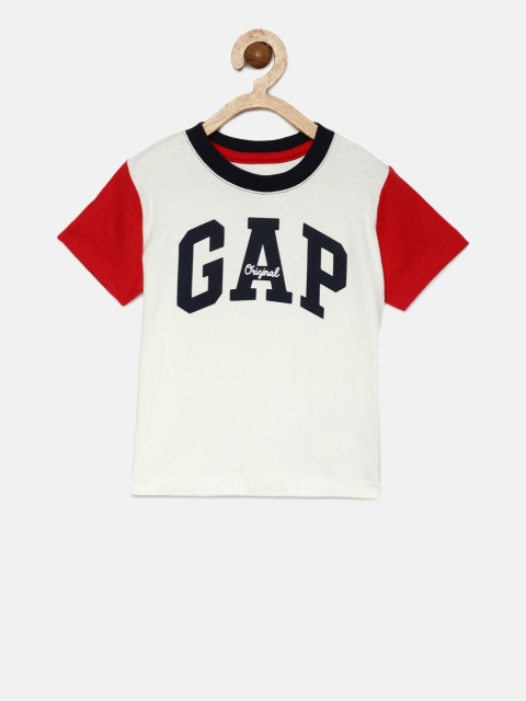 

GAP Baby Boys' White & Red Colorblock Logo T-Shirt