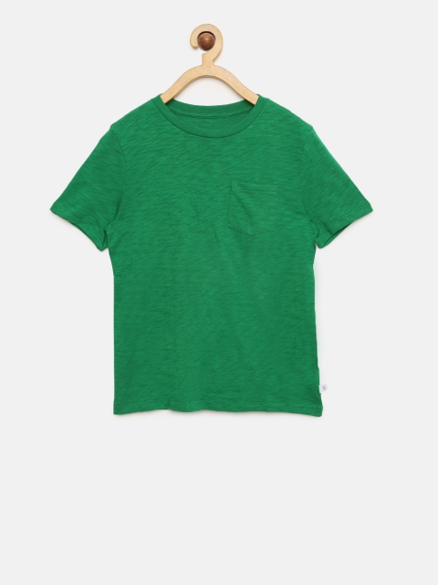 

GAP Boys Green Solid Round Neck T-shirt