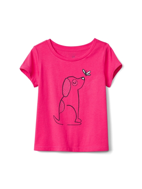 

GAP Girls Pink Printed Round Neck T-shirt